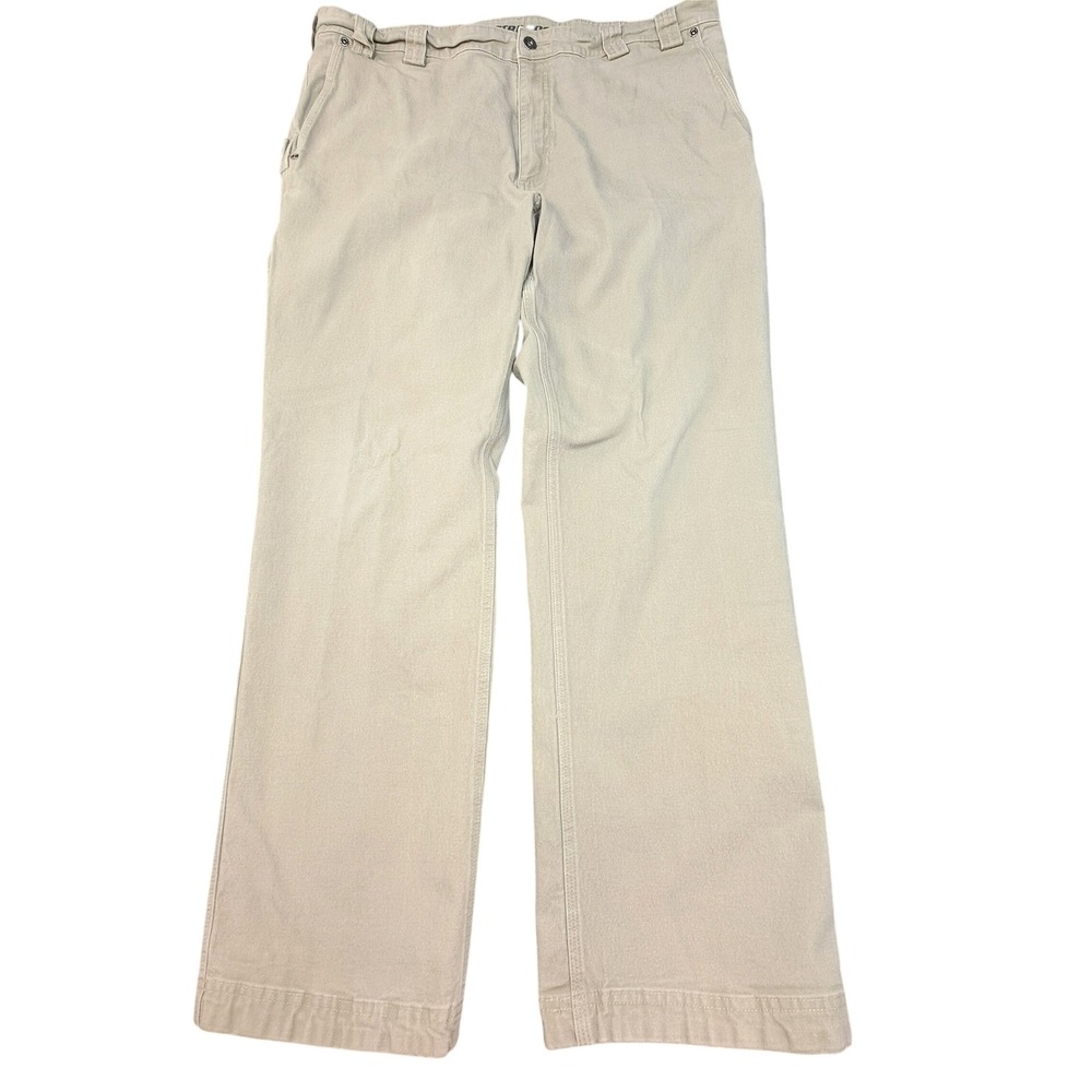 Duluth Trading Co Flex Fire Hose Work Pants Mens 40x32 Khaki Standard Fit